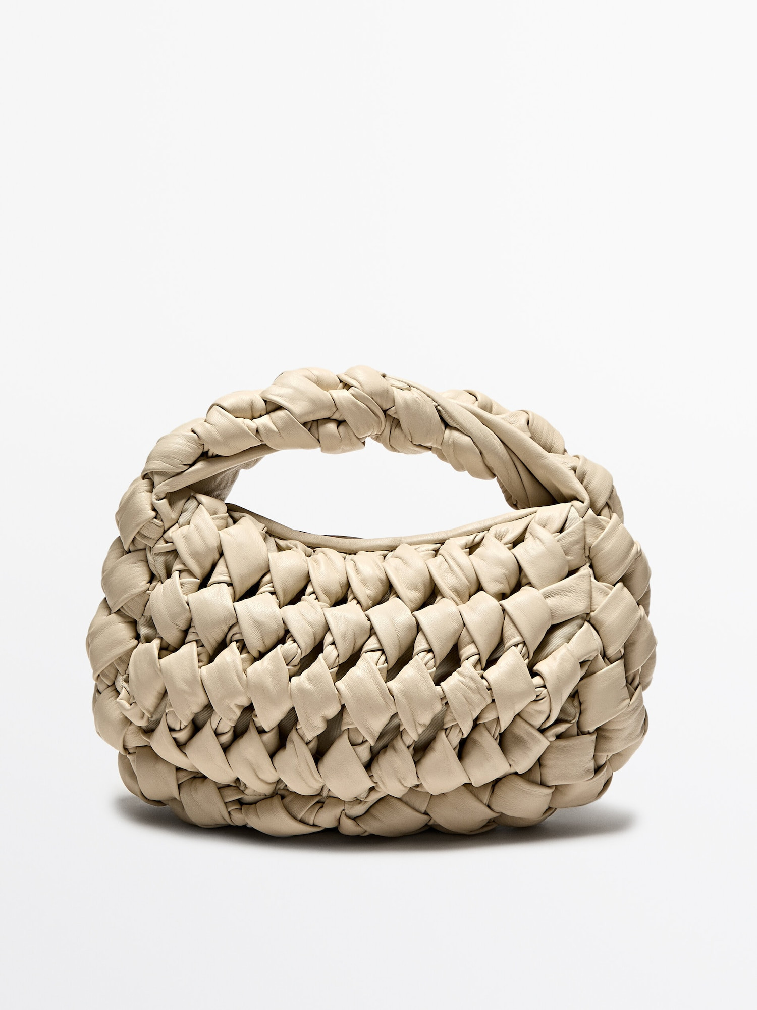 Nappa leather medium bag with knot detail | Massimo Dutti US