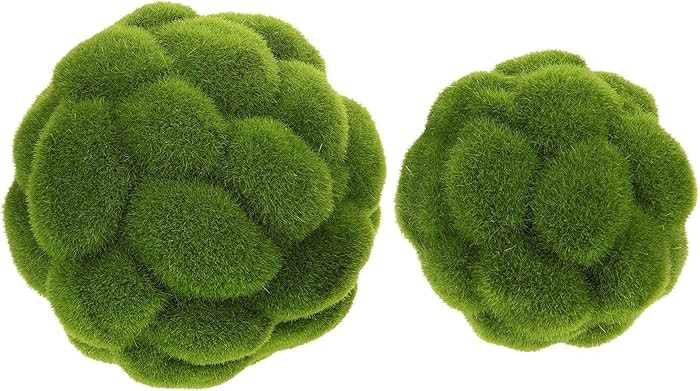 STOBOK 2pcs Fake Mossy Balls Decorative Green Artificial Moss Spheres for Indoor Plants Garden Wa... | Amazon (US)