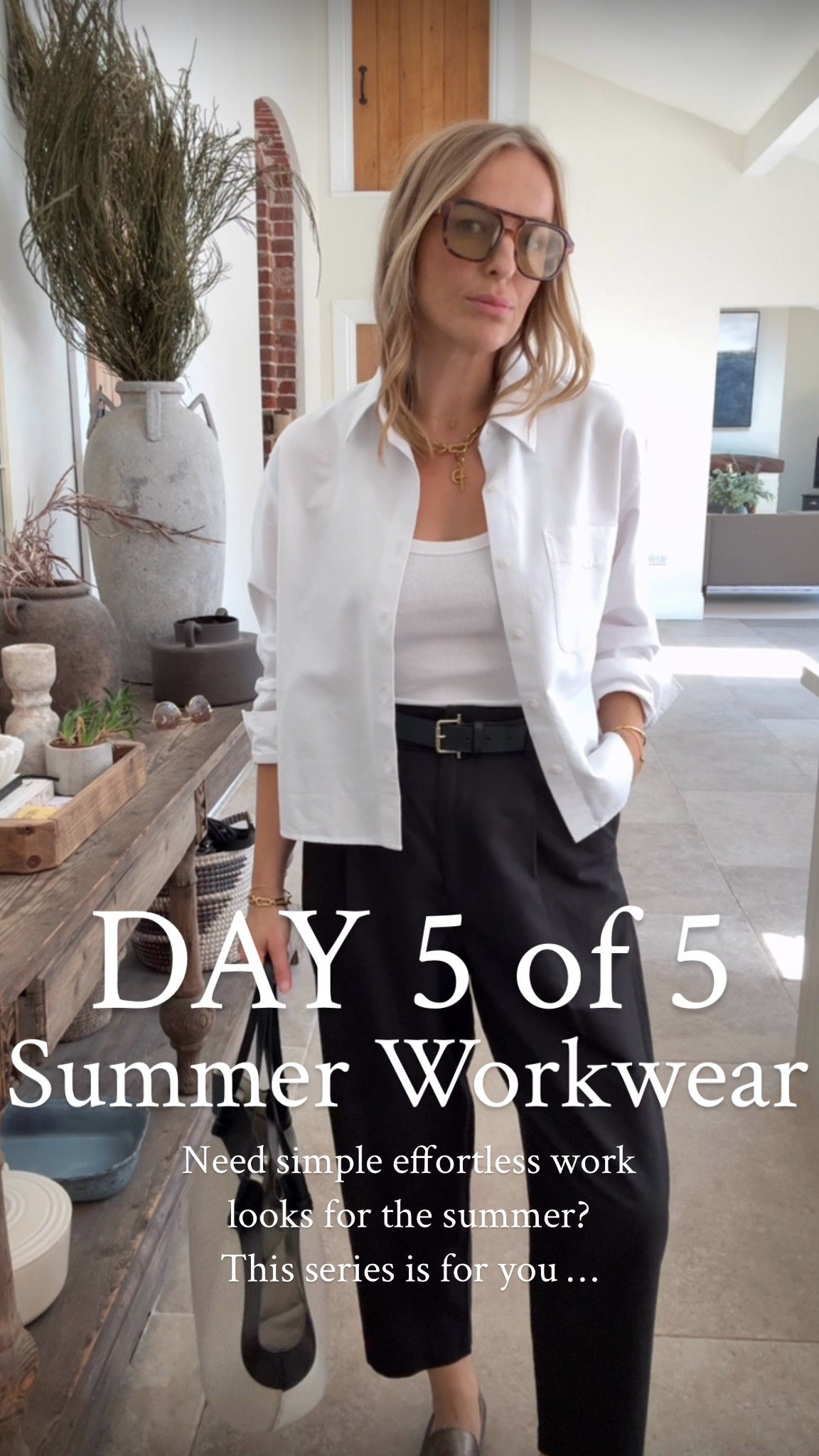 Day 5 of 5: Summer Workwear 

Ending on a classic — you can’t beat a great shirt.
This one comes in a soft oxford cotton with a modern cropped fit = easy styling win. If you love shirts, this one’s a must have and loved by all! 
Wearing a medium

Paired with pleat front ankle grazers: in a lightweight linen viscose blend — they work with loafers , ballet flats , sandals , heels - the ultimate easy go-to.
Wearing the medium regular length - they fit slightly too small and too short on me - perfect length should graze about 1-1.5 inches above the ankle bone. 

Simple, stylish, effortless.

Office outfit 
Workwear 
White shirt 
Cotton shirt 
Work Trousers 


#LTKworkwear #LTKsummer #LTKuk