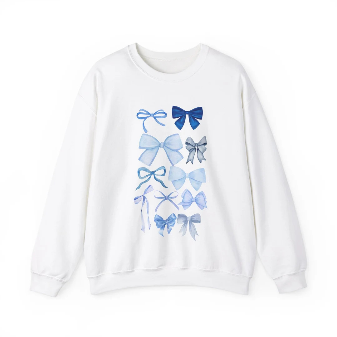 Coquette Blue Sweatshirt, Coquette Aesthetic, Bow Sweatshirt Crewneck, Blue Bow Crewneck, Balleri... | Etsy (US)