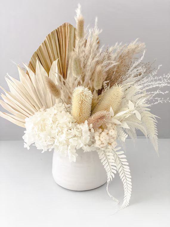 Dried Floral Arrangement with Pampas Grass + Palms | Etsy (US)