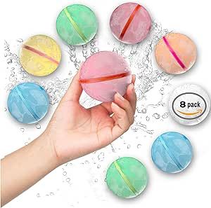 Reusable Water Balloons For Kids (8 Pack) | Refillable Water Balloons With Mesh Bag | Reusable Wa... | Amazon (US)