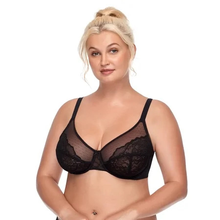HSIA Plus Size Bras for Women Full Coverage Back Fat Underwire Unlined Bras Black 38DD | Walmart (US)