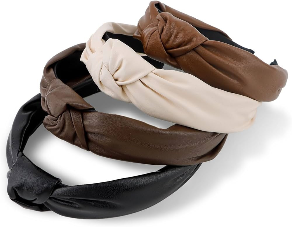 AMCAMI 4 Pcs Knotted Headbands for Women Girls Womens Headbands Leather Headbands for Women's Hai... | Amazon (US)