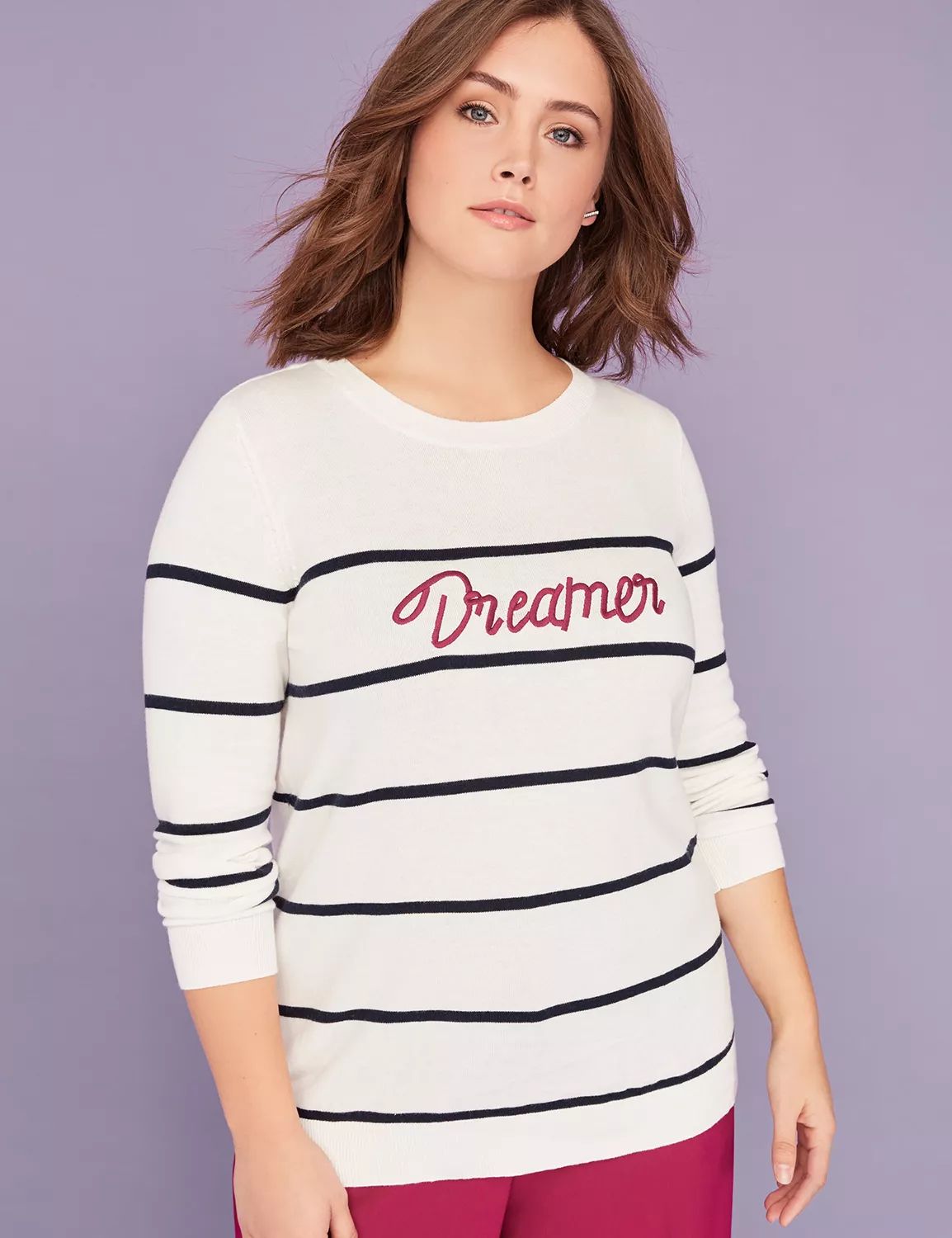 Lane Bryant Women's Dreamer Graphic Sweater 10/12P Stripes | Lane Bryant (US)