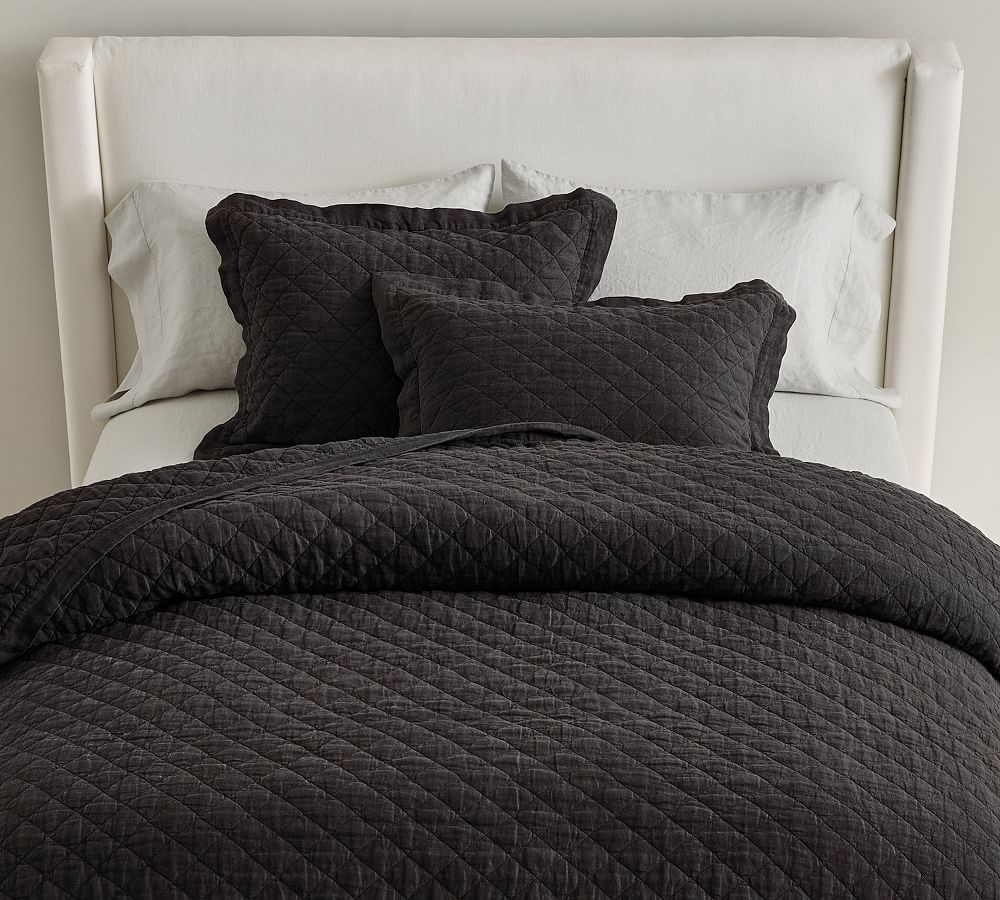 Belgian Flax Linen Diamond Quilt & Shams | Pottery Barn (US)
