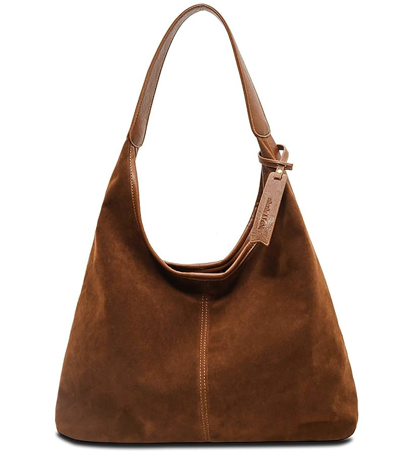 Leather Hobo Bags for Women Brown Purses Suede Purse Slouchy Tote Bag Suede Tote Bag Fall Winter ... | Amazon (US)