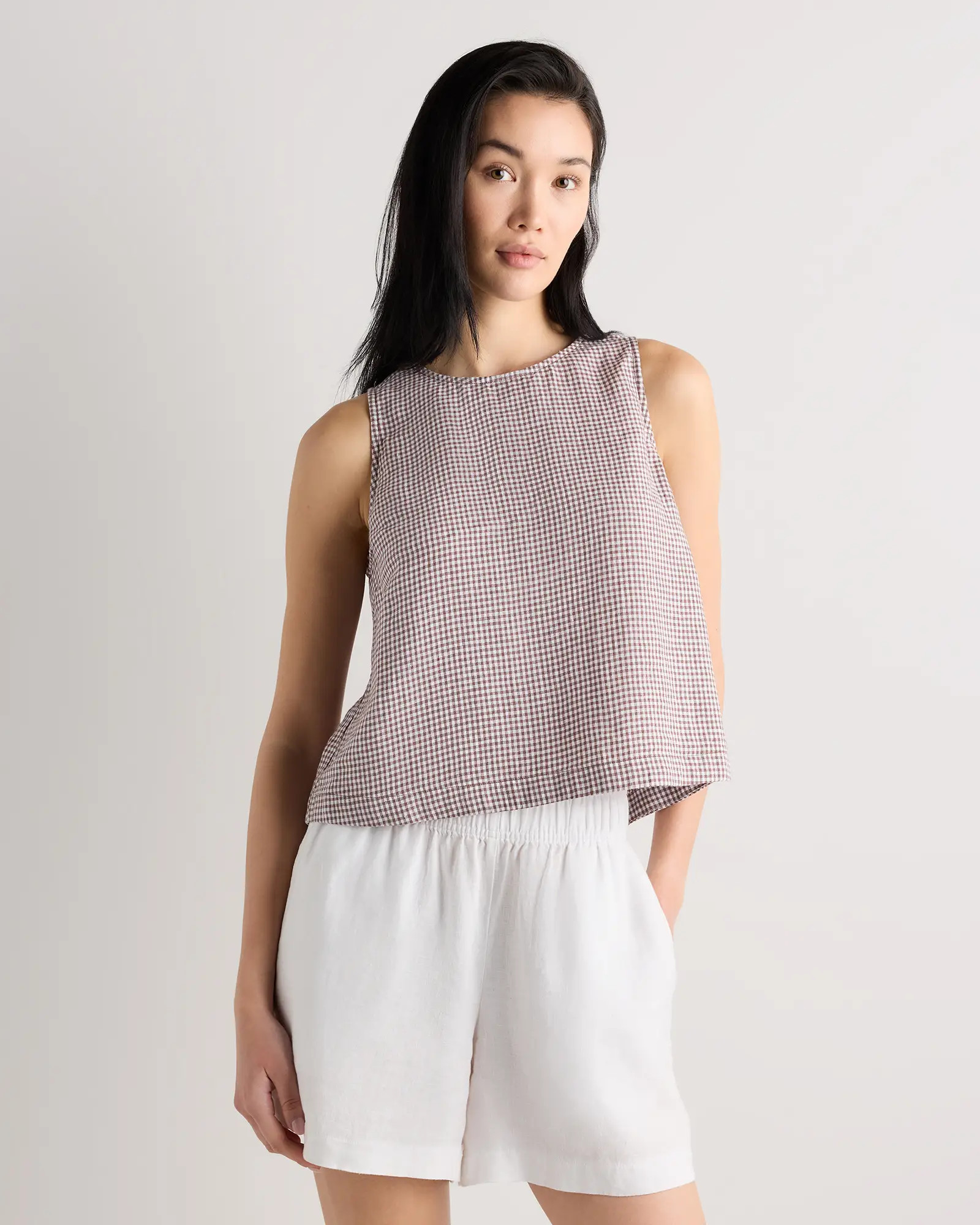 100% European Linen Cropped Tank in Flax | Quince