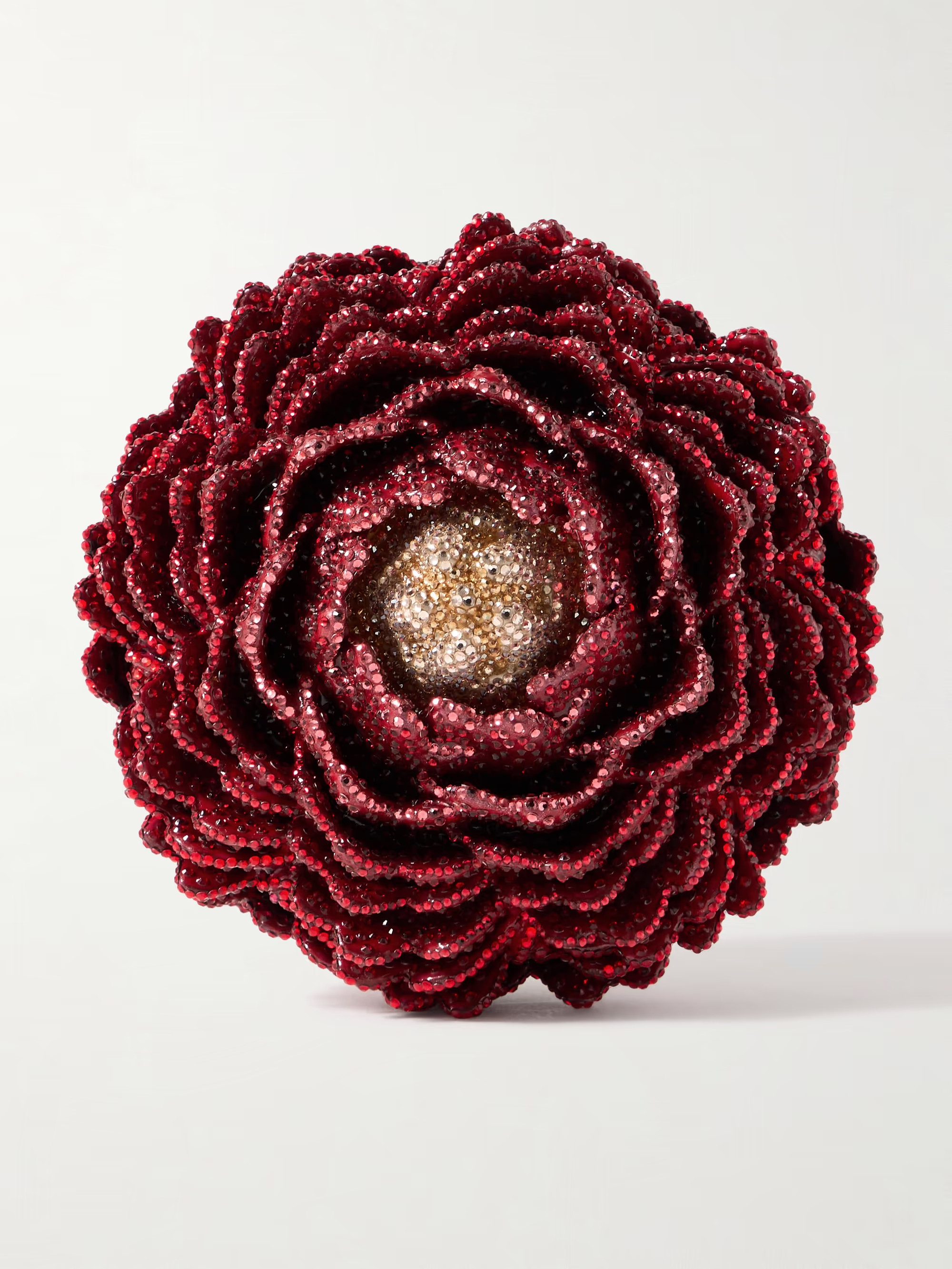 Peony Flame crystal-embellished silver-tone clutch | NET-A-PORTER (US)