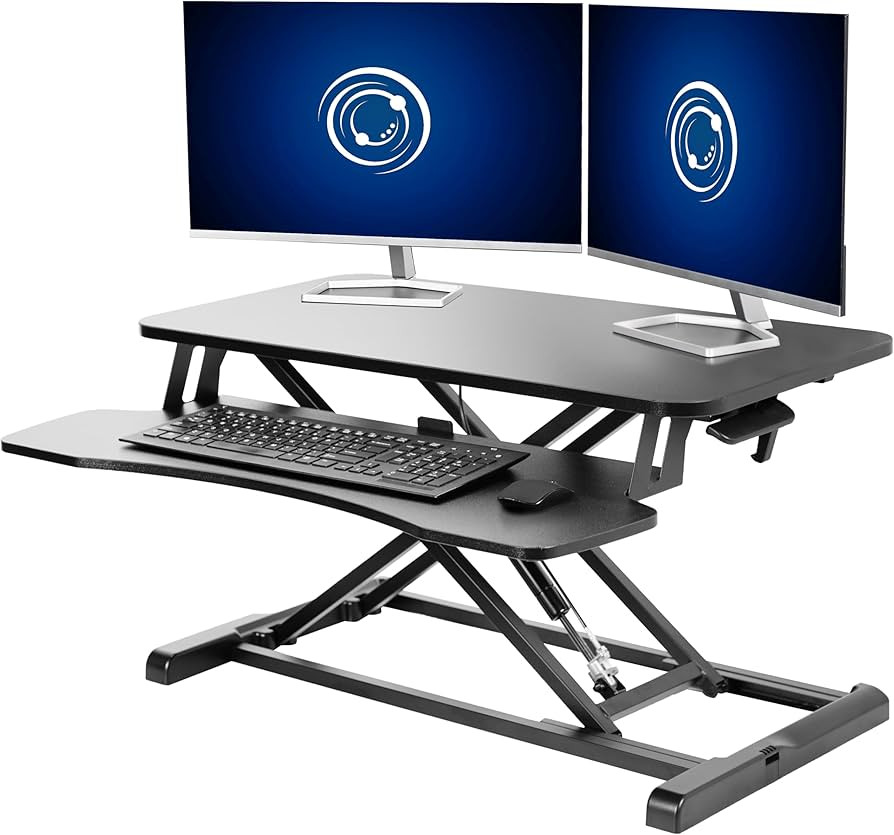 VIVO 32 inch Desk Converter, K Series, Height Adjustable Sit to Stand Riser, Dual Monitor and Lap... | Amazon (US)