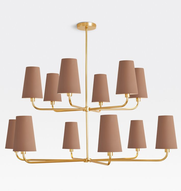 Ansel 42" 12-Light Double Tier Chandelier, Metal Shades | Rejuvenation