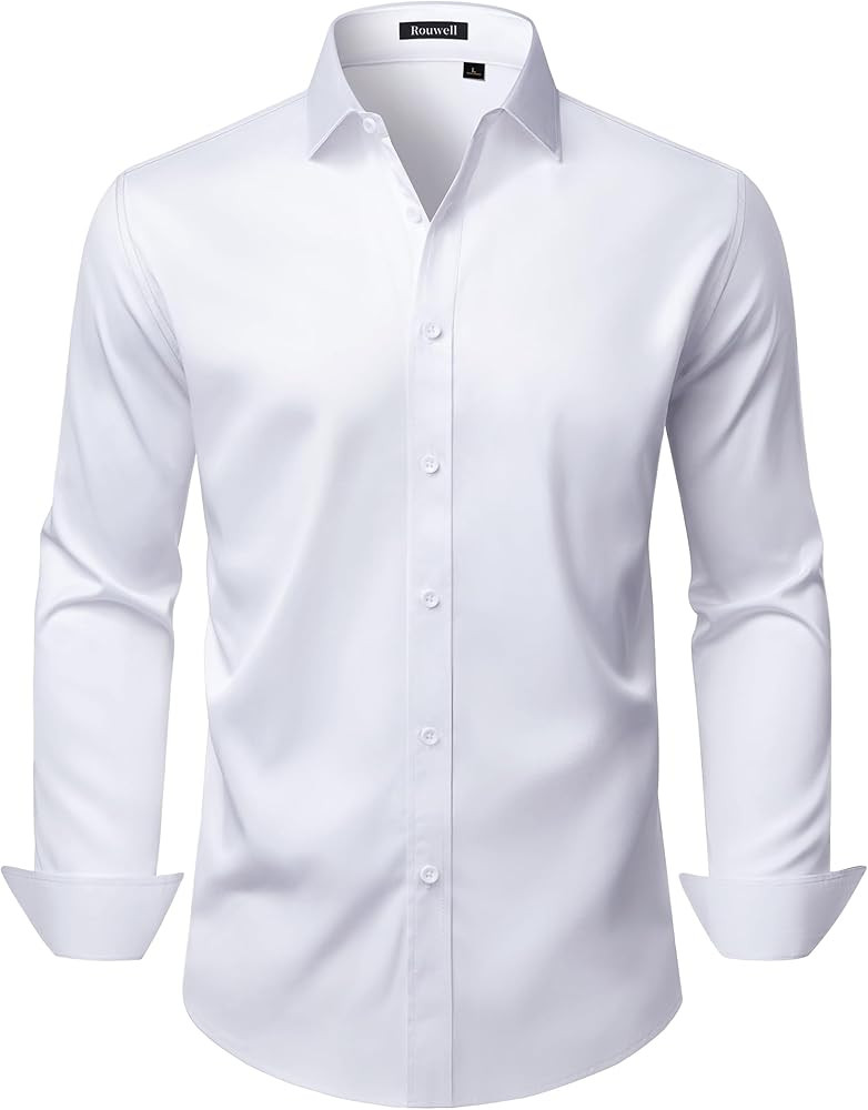 Mens Wrinkle Free Dress Shirts Regular Fit Business Button Down Shirt Formal Long Sleeve Wedding ... | Amazon (US)