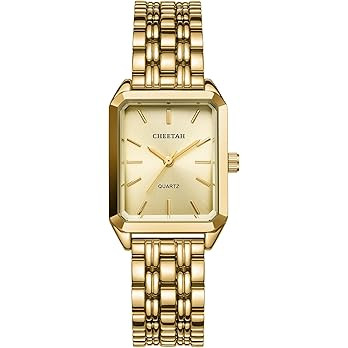 CHEETAH Women's Gold-Tone Dainty Watch, Retro Style Rectangular Case and Stainless Steel Band, Gi... | Amazon (US)