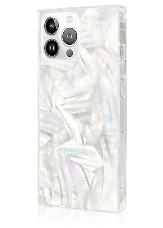 SQUARE® Geo White Mother of Pearl iPhone Case | FLAUNT