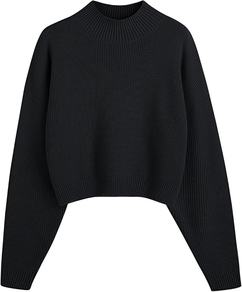 LILLUSORY Womens Turtleneck Mock Cropped Sweaters Winter Cute Oversized Knit Trendy Tops Fashion ... | Amazon (US)