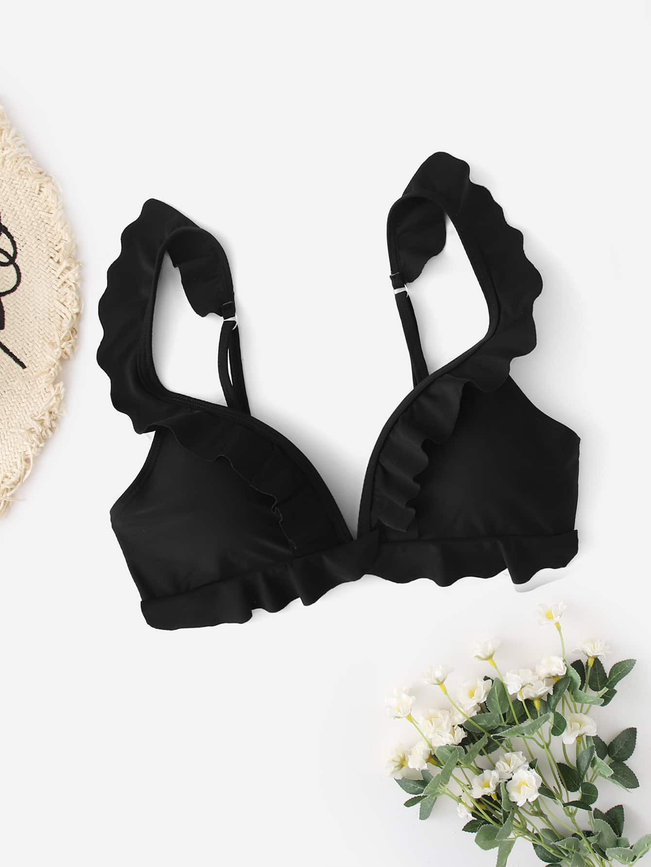 Ruffle Trim Bikini Top | SHEIN