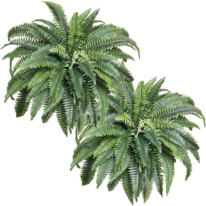 KOL Artificial Boston Ferns, Fake Faux Fern Plants 45 Inch 2 Pack, Green Large Fern with Bendable... | Amazon (US)