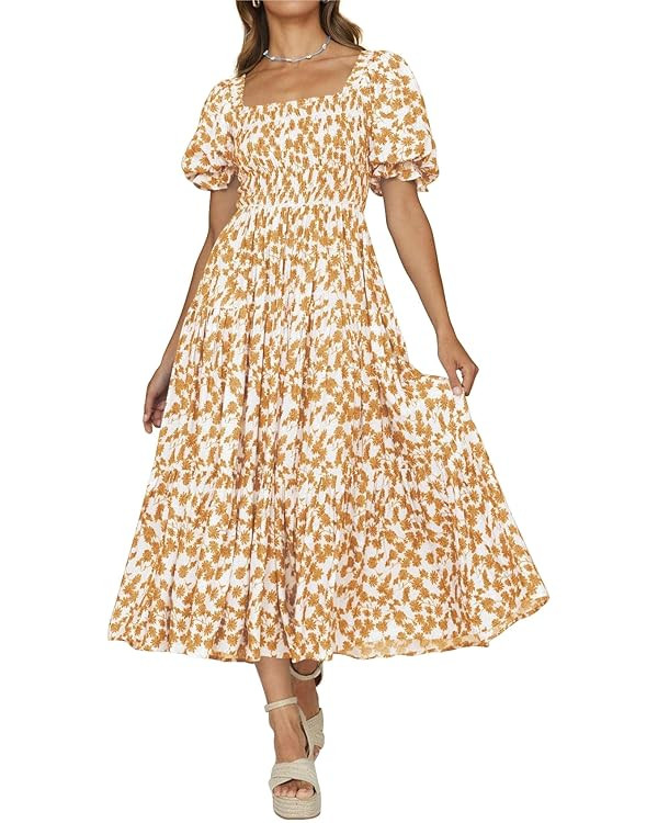 PRETTYGARDEN Boho Floral Print A Line Maxi Dress | Amazon (US)