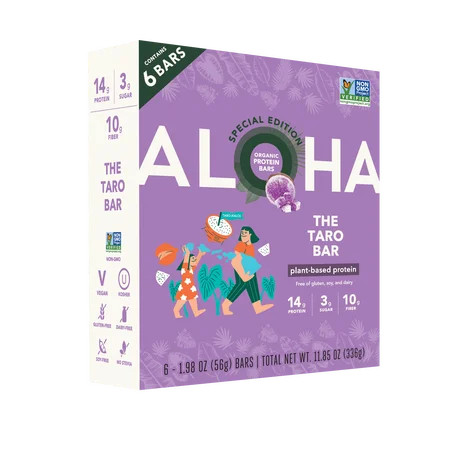 ALOHA, Organic Plant Based Protein Bars, The Taro Bar, 14g Protein (Pack of 6) | Walmart (US)