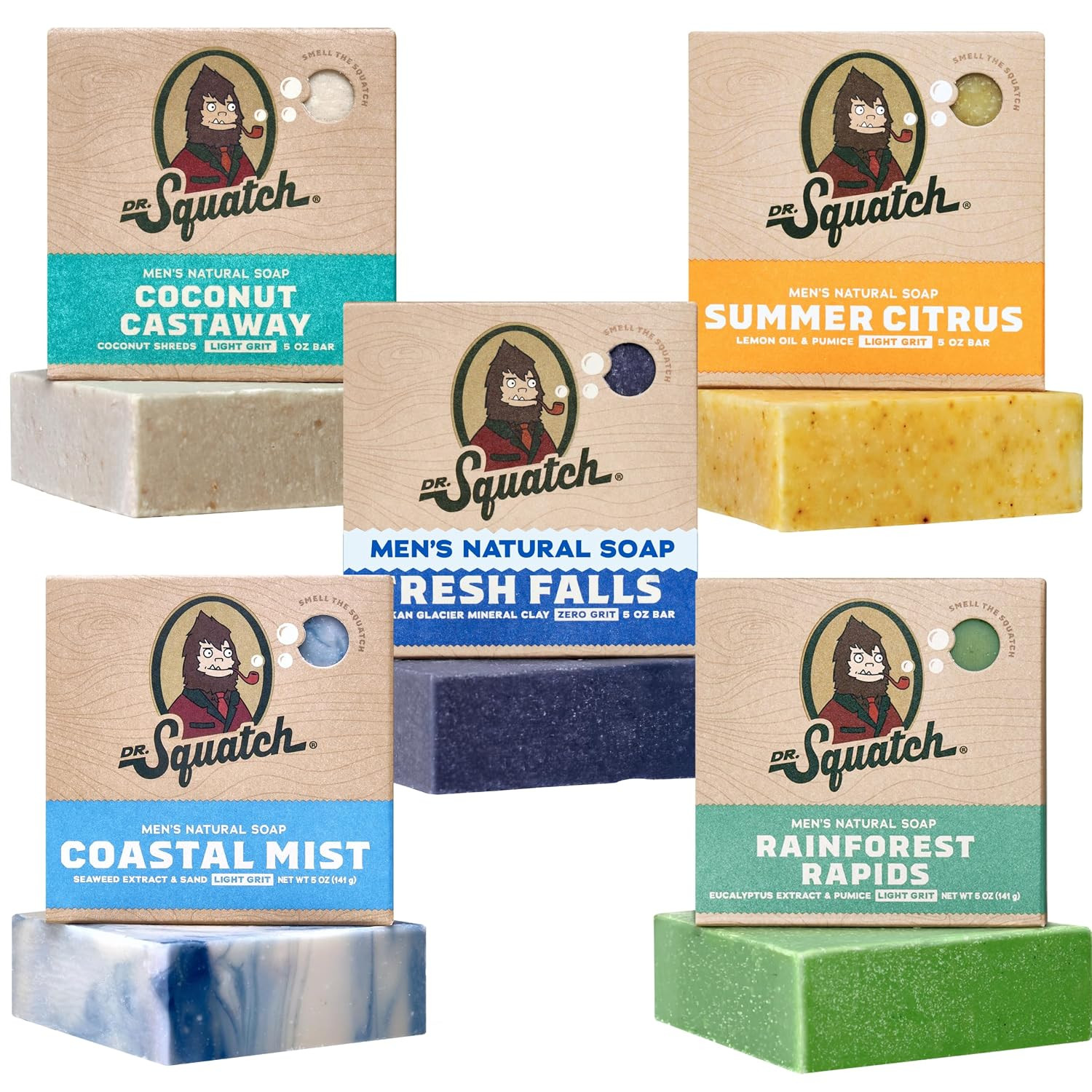 Dr. Squatch Natural Men’s Bar Soap, Body Soap Bar (5oz, 5-Pack) | Amazon (US)