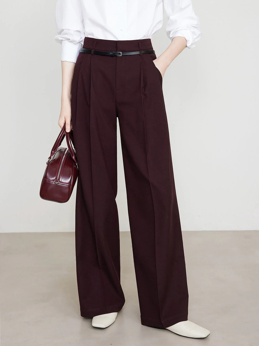 Utility High-Waist Pleated Pants Without Belt | Commense