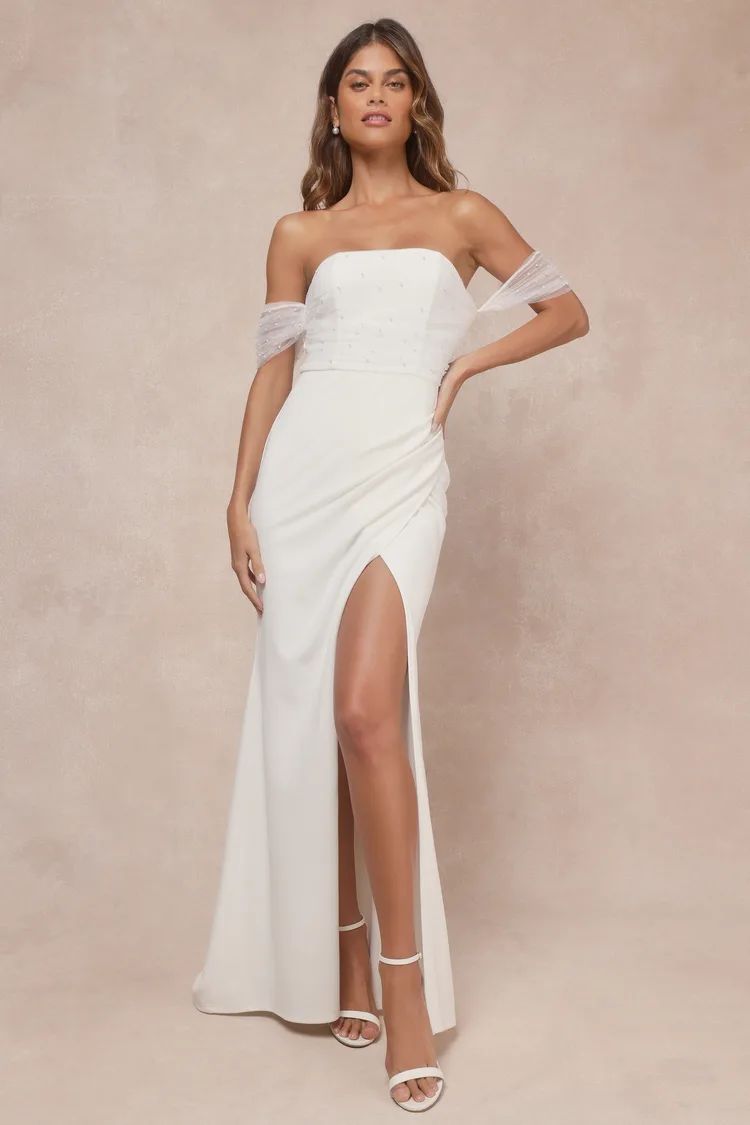 Profound Glamour Ivory Pearl Off-the-Shoulder Tulip Maxi Dress | Lulus