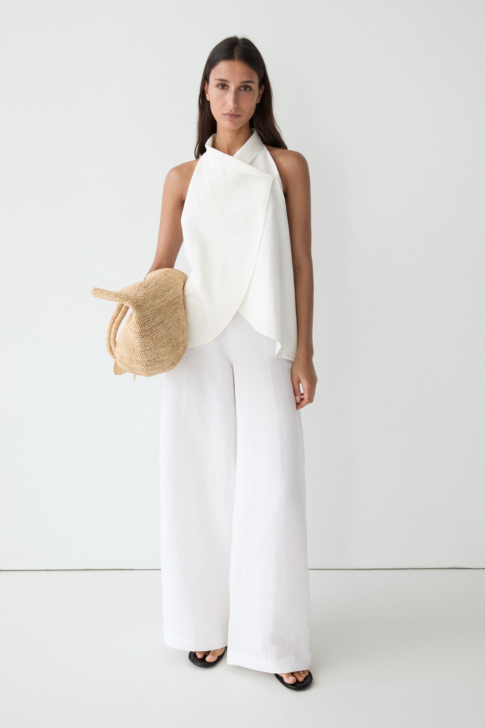 Total look flowing linen blend trousers | Massimo Dutti US