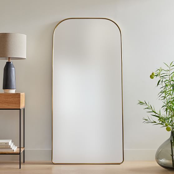 Streamline Wide Arch Floor Mirror, Antique Brass | West Elm (US)