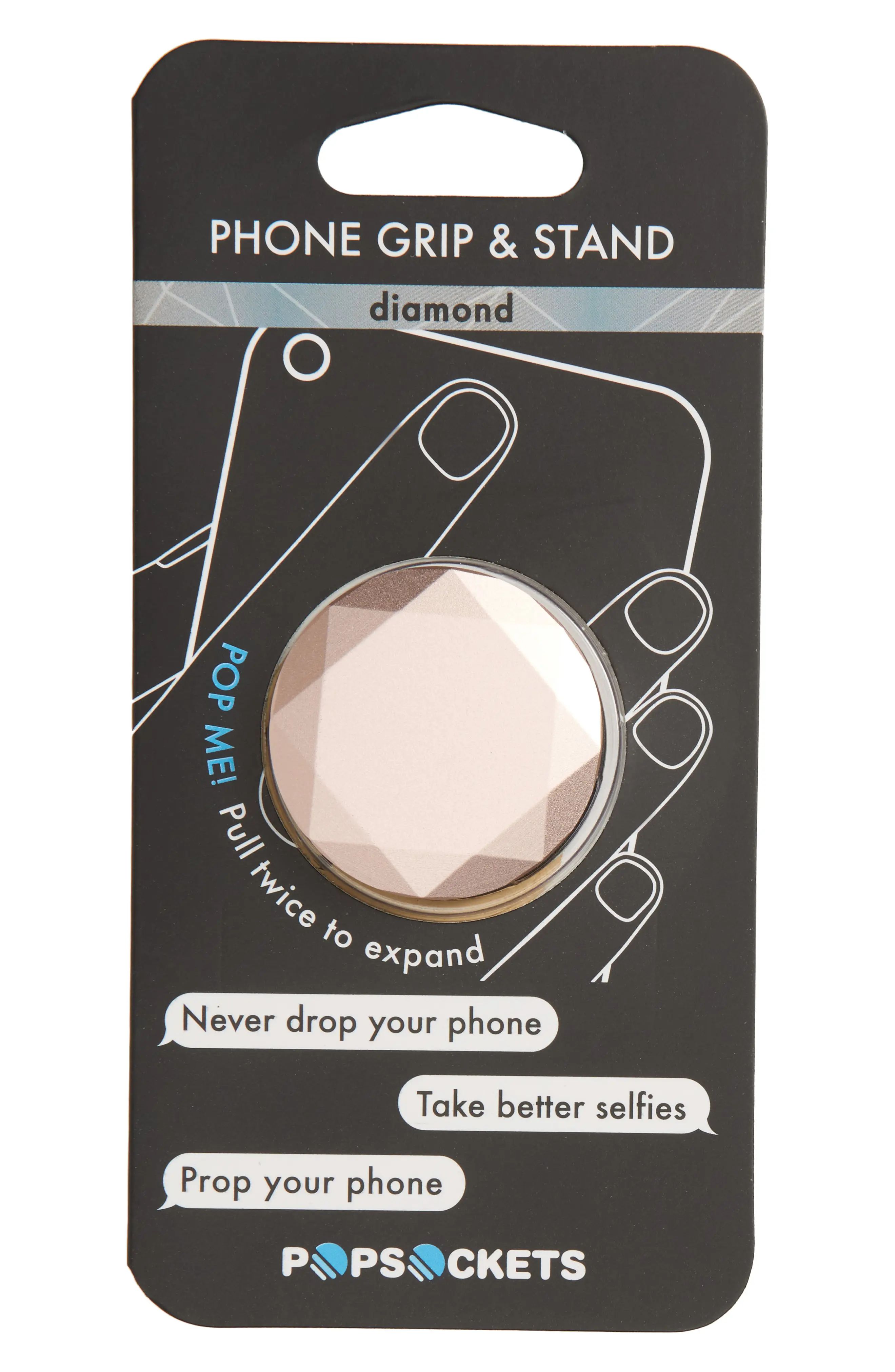 Black Metallic Diamond Cell Phone Grip & Stand | Nordstrom