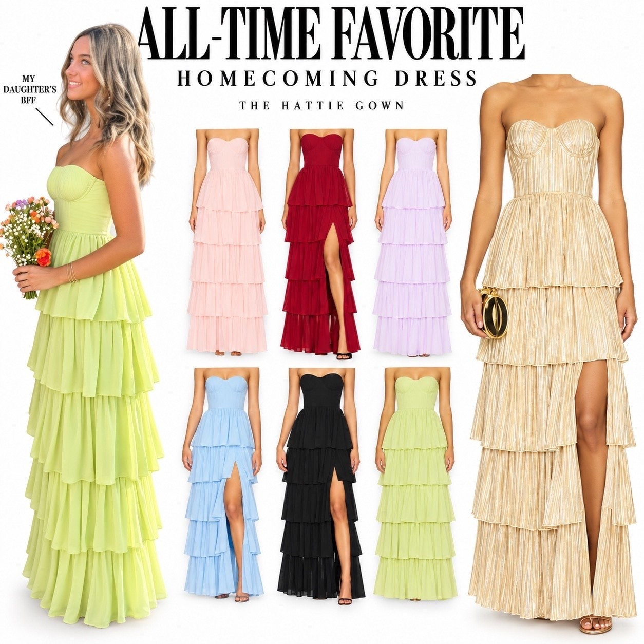 I've seen this gorgeous dress in person and Grace and I both vote it as our All-Time Favorite Hoco Dress!! Many colors!  Also popular for prom. If you like it, buy now because colors will sell out.