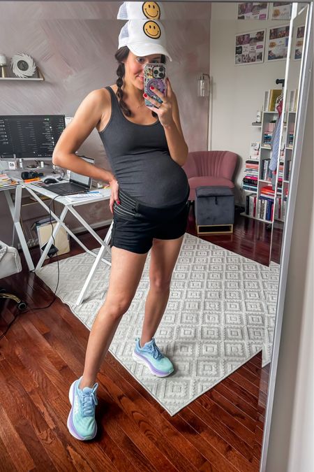 Comfy pregnancy outfit 🖤

Bump friendly outfit // maternity outfit // maternity bike shorts // belly band for pregnancy // Hoka sneakers // smiley baseball cap 

#LTKunder50 #LTKFind #LTKbump