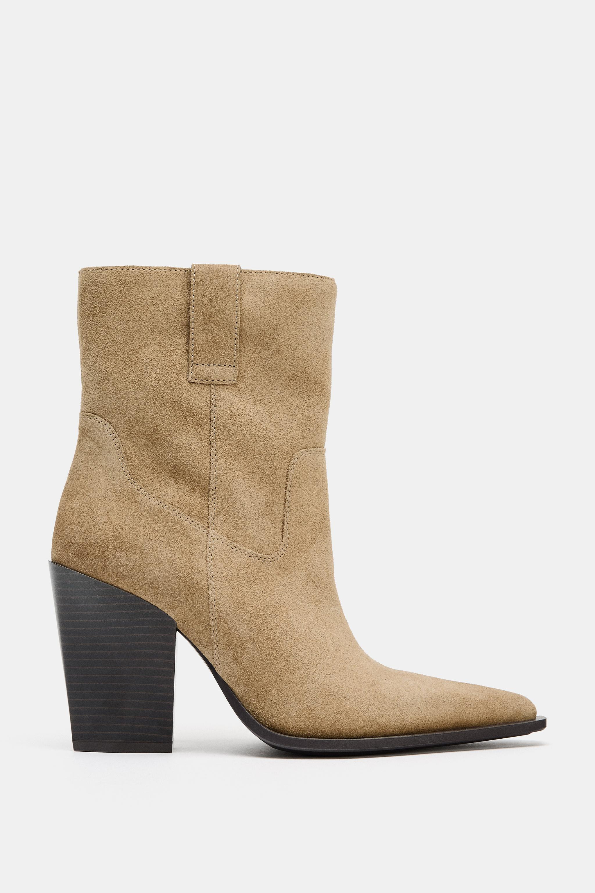 SUEDE COWBOY ANKLE BOOTS | Zara US