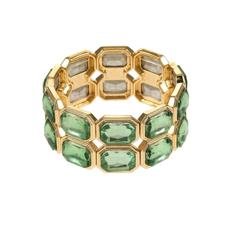 Time and Tru Goldtone and Blue Gemstone Stretch Bracelet, 1 Piece | Walmart (US)