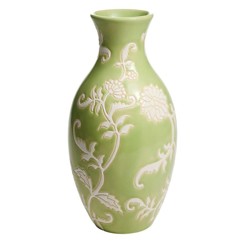 Green Ceramic Vase, 14.2" | At Home