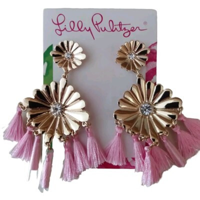 🌺 NEW Lilly Pulitzer Large Earrings Mandevilla Pink  Tassel Dangle Jewelry 🌺  | eBay | eBay US