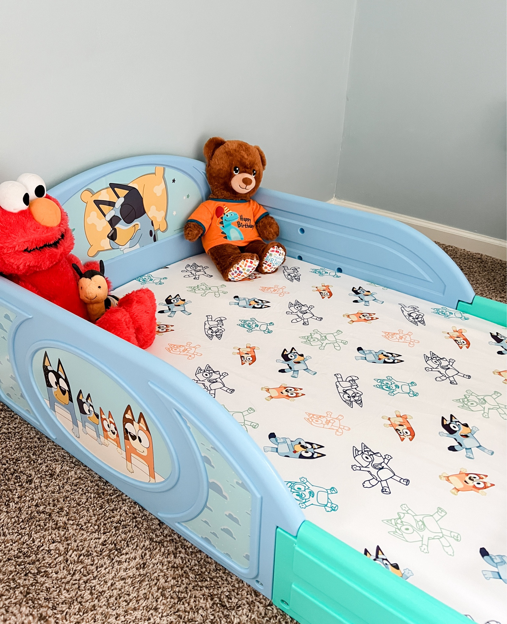 Marvin’s new Bluey bed and Bluey sheets 😍 He absolutely loved it!! The bed was so affordable! You just stick your crib mattress inside.

Toddler bed, bluey bedroom, kids bed, kids sheets, bluey sheets, toddler bedroom, toddler boy room, toddler girl room

#LTKKids #LTKBacktoSchool #LTKHome
