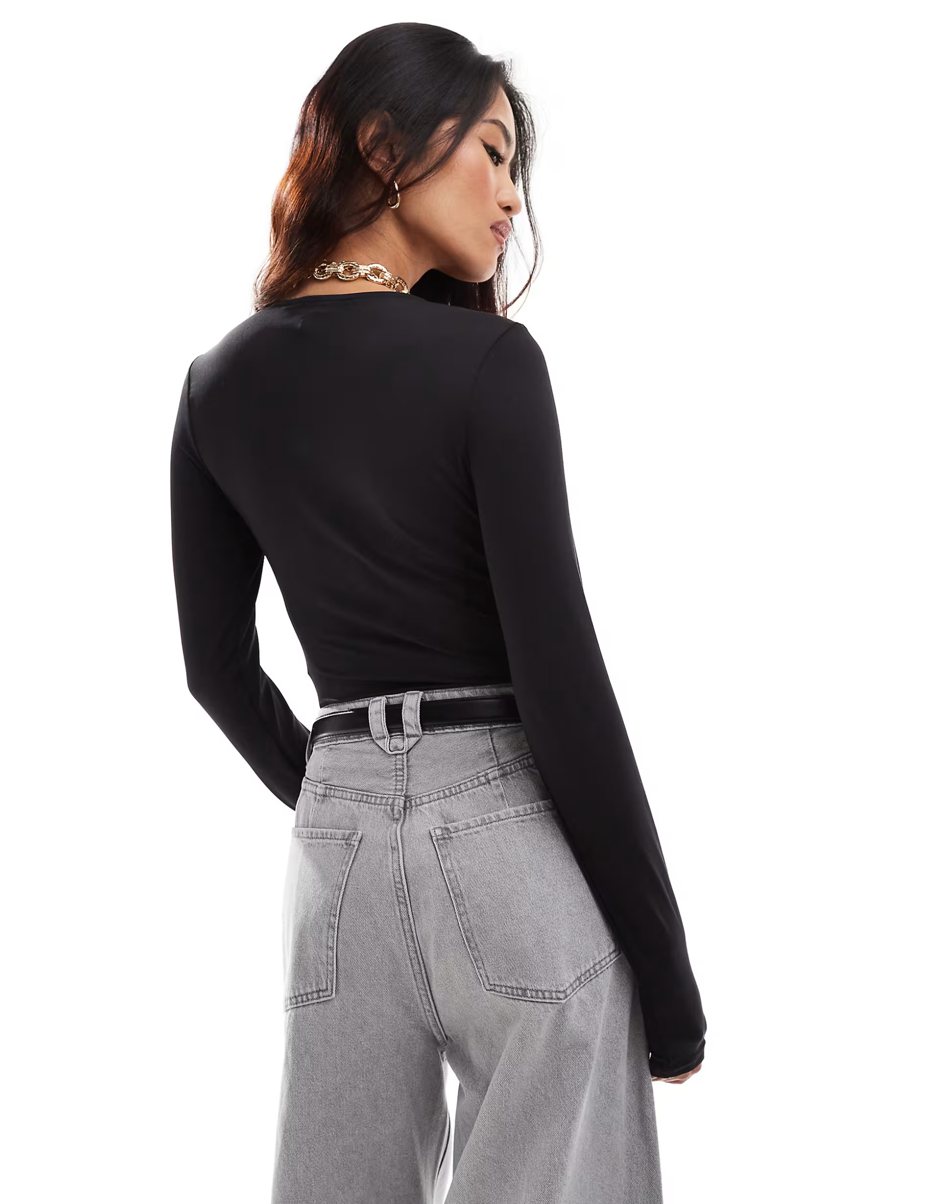 ONLY slinky seamless long sleeve bodysuit in black | ASOS | ASOS (Global)