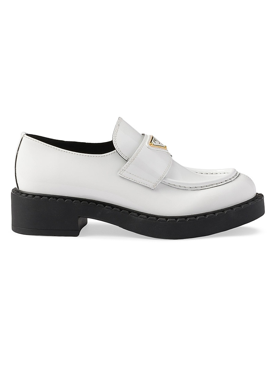 Women's Chocolate Patent Leather Loafers - White - Size 9.5 | Saks Fifth Avenue