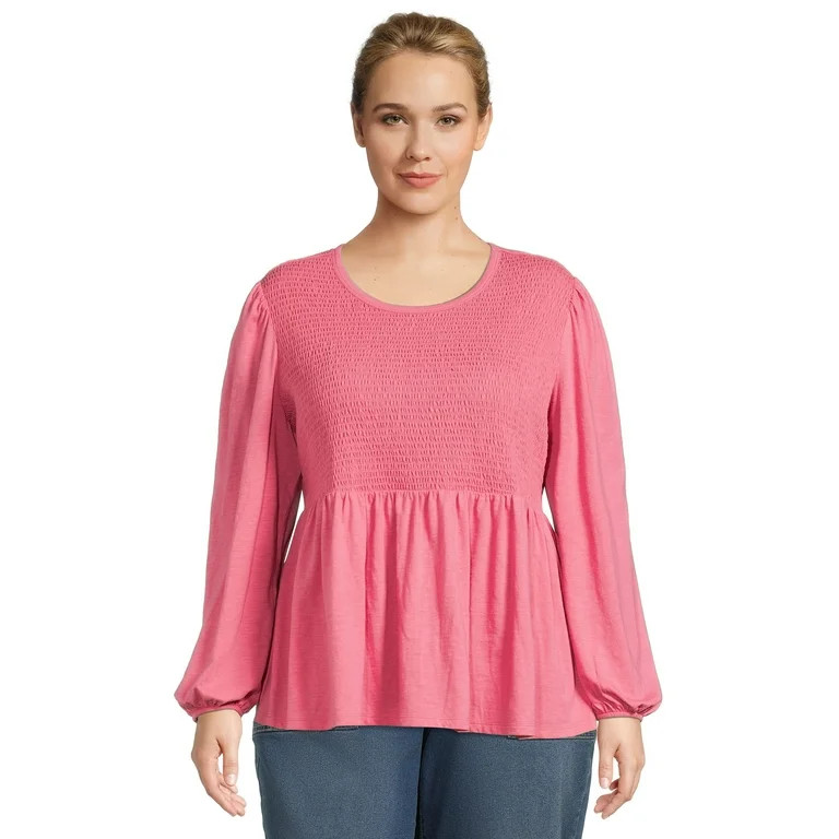 Terra & Sky Women's Plus Size Smocked Knit Top | Walmart (US)