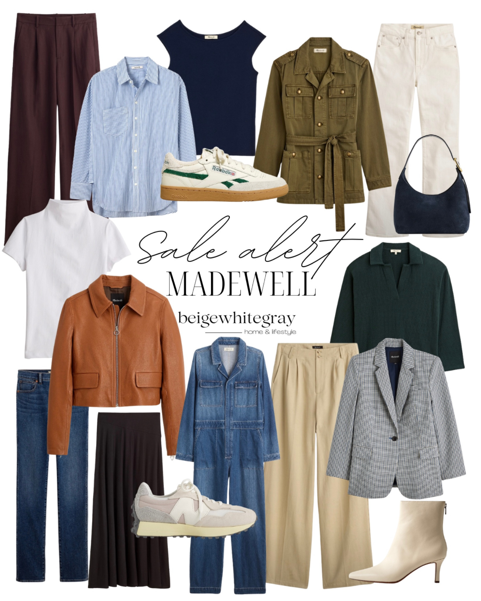 Chic bag, breezy shirt, classic tees, cool sneakers, leather jacket, stylish coveralls, sleek blazer, comfy pants, flattering jeans, and trendy skirts! #Madewell #SaleAlert #EffortlessStyle #ChicBasics #WardrobeUpdate #TimelessFashion #EverydayStyle #MadewellLover

#LTKHome #LTKStyleTip #LTKSaleAlert