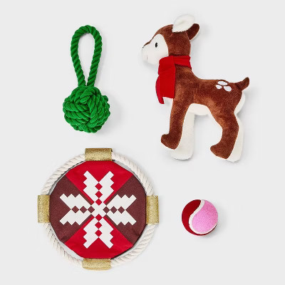 Reindeer Dog Rope Plush Toy Set - 4pcs - Boots & Barkley™ | Target