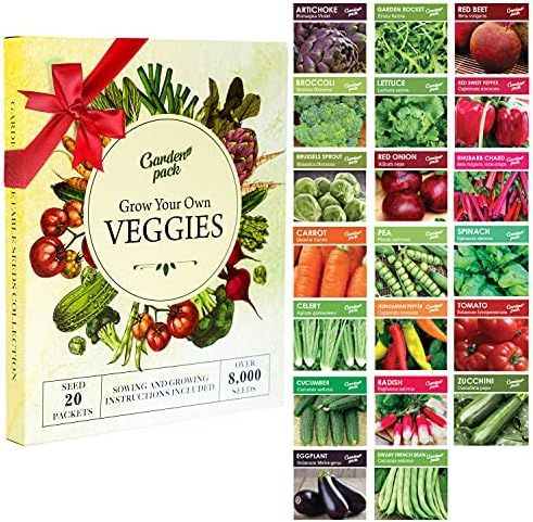 Grow Your Own Vegetables 20 Packet Variety, Garden Pack – High Yield Easy Seed Starter Kit for ... | Amazon (US)