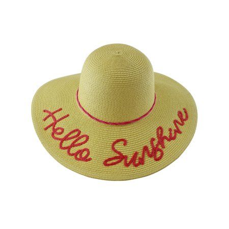 Hello Sunshine Embroidered Beach Floppy Sun Hat | Walmart (US)