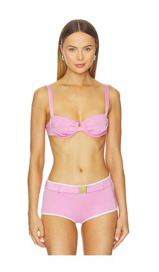 Cin Cin Ariel Ruched Bikini Top in Pink. - size M | Revolve Clothing (Global)