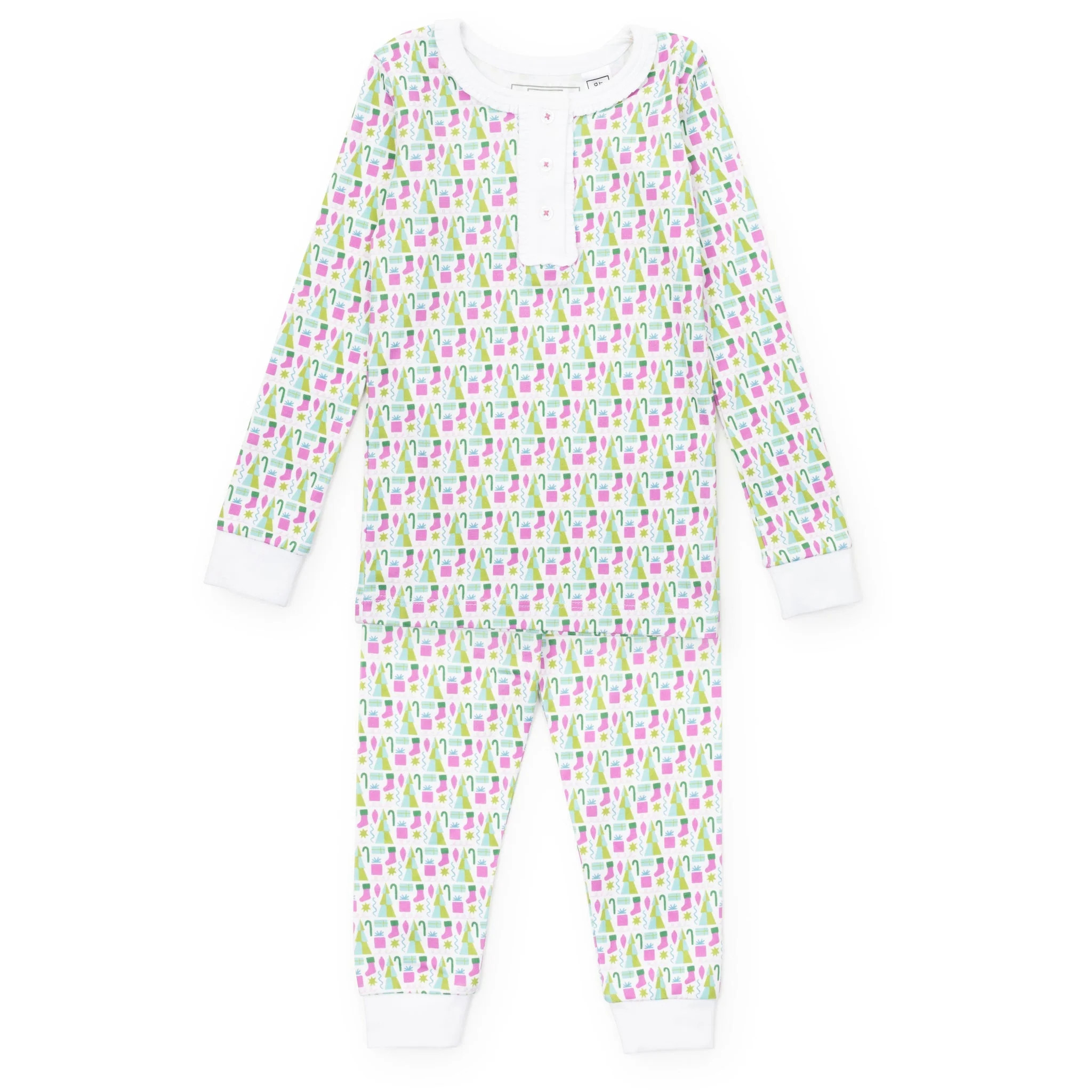 Alden Girls' Pajama Pant Set - Mod Holiday Pink | Lila and Hayes