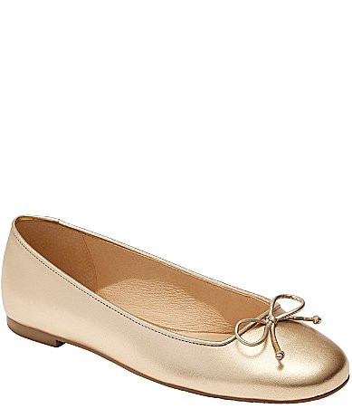 Jack Rogers Kenlyn Ballet Metallic Leather Bow Flats - 8.5 | Dillard's