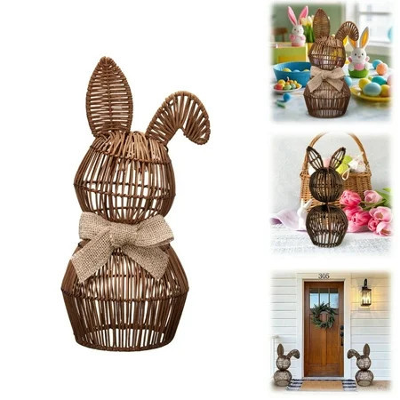 Easter Decoration Wicker Easter Bunny for Outdoor,Rattan Bunny for Easter Decor,Hand-Woven Bunny Basket,Easter Porch Decor,Cute Easter Bunny for Garden or Home Holiday Decorations | Walmart (US)