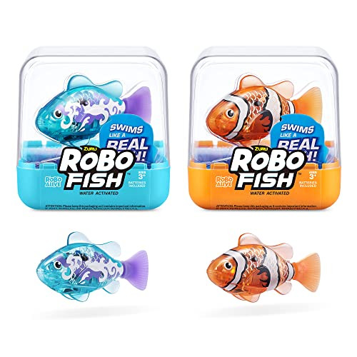 Robo Alive Robo Fish Robotic Swimming Fish (Teal + Orange) by ZURU Water Activated, Changes Color, Comes with Batteries, Amazon Exclusive (2 Pack) Series 3 | Amazon (US)