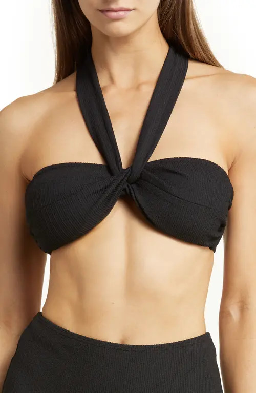 Change of Scenery Loryn Halter Bikini Top in Black Texture at Nordstrom, Size Small | Nordstrom