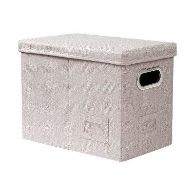 Aoibox Set of 2 Collapsible Linen File Storage Boxes with Lids for Hanging Letter Legal Files Light Grey 14x9.3x10.8 Inch | Target